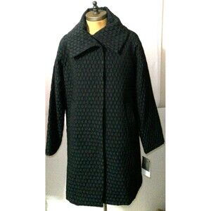 New NWT $745 Jane Post M Womens Quilted Jacket Rain Italy Cold Navy Blue Hidden